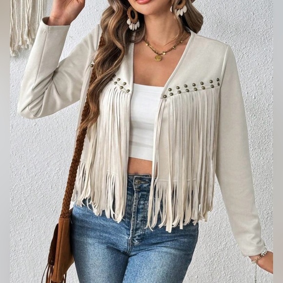 Cream Fringe Jacket - Picture 4 of 8